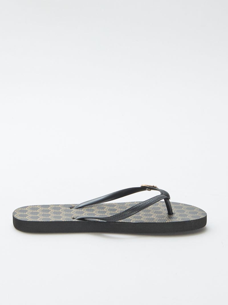 Chinelos com sola estampada Preto - Kiabi