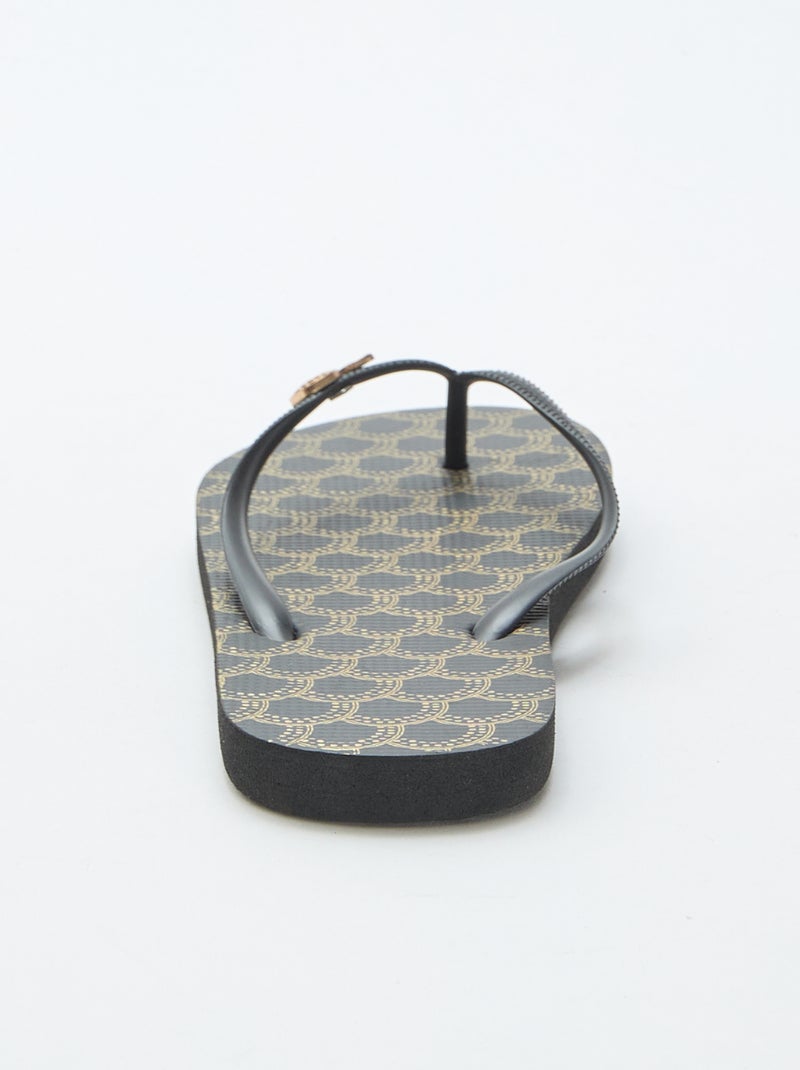 Chinelos com sola estampada Preto - Kiabi