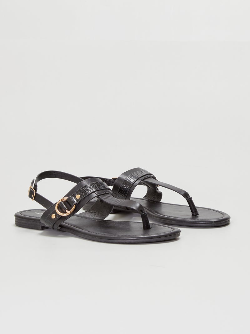 Chinelos com tira de suporte Preto - Kiabi