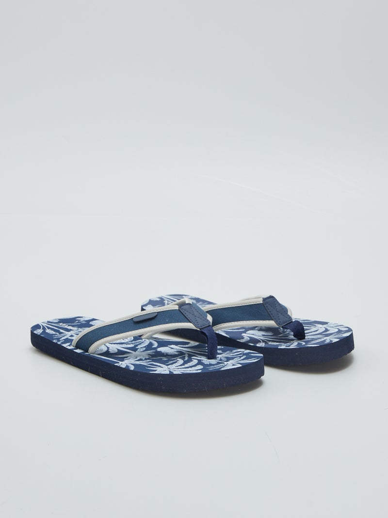 Chinelos com tira em tecido AZUL - Kiabi