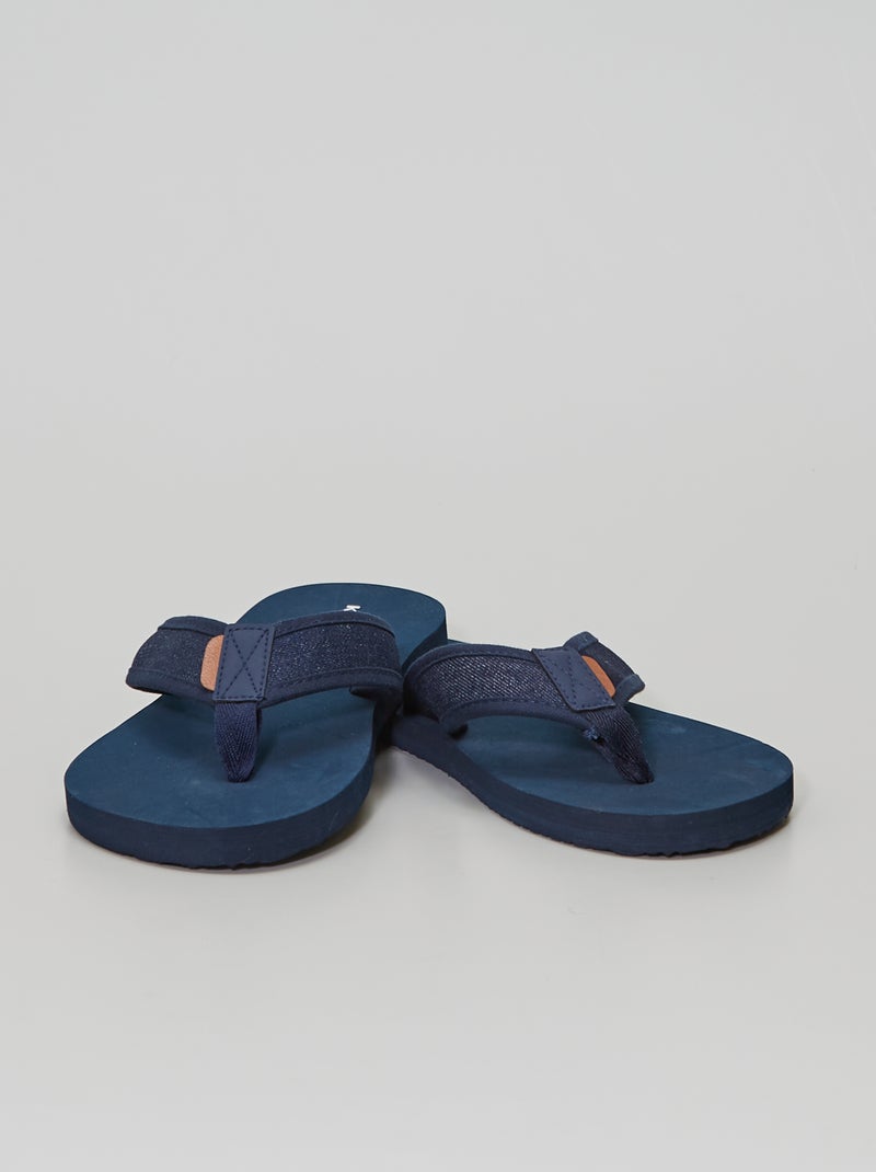 Chinelos com tiras em tecido AZUL - Kiabi