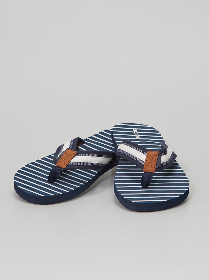 Chinelos com tiras em tecido AZUL - Kiabi