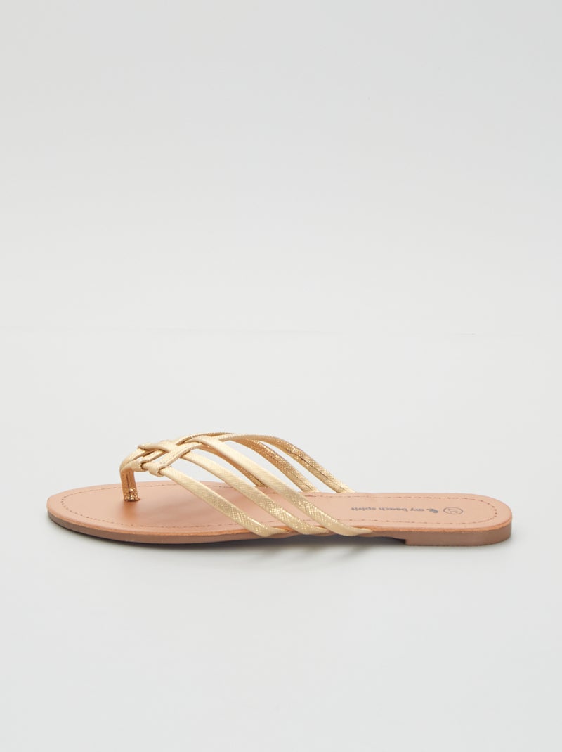 Chinelos com tiras entrançadas Dourado - Kiabi