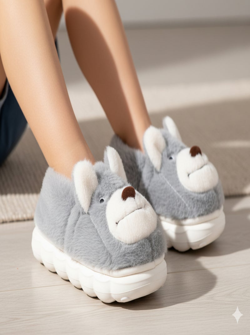 Chinelos Criança Animais 3D Ultra Macios MD9758 Cinza - Kiabi