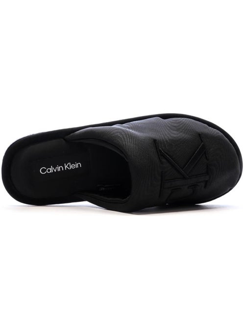 Chinelos de cetim pretos calvin klein jeans para mulher - Kiabi
