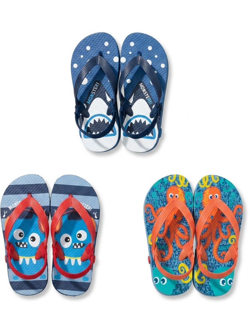 Chinelos de dedo criança ozabi pack 3 pares - motivos fantasia Azul - Kiabi
