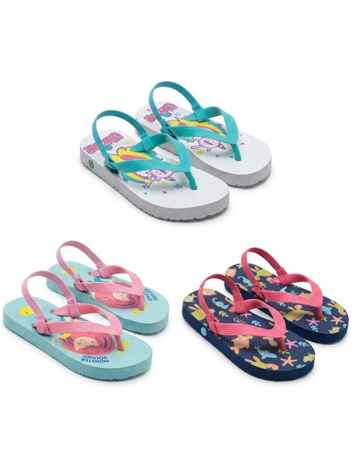 Chinelos de dedo criança ozabi pack 3 pares - motivos fantasia - Kiabi Chinelos de dedo criança ozabi pack 3 pares - motivos fantasia - Kiabi