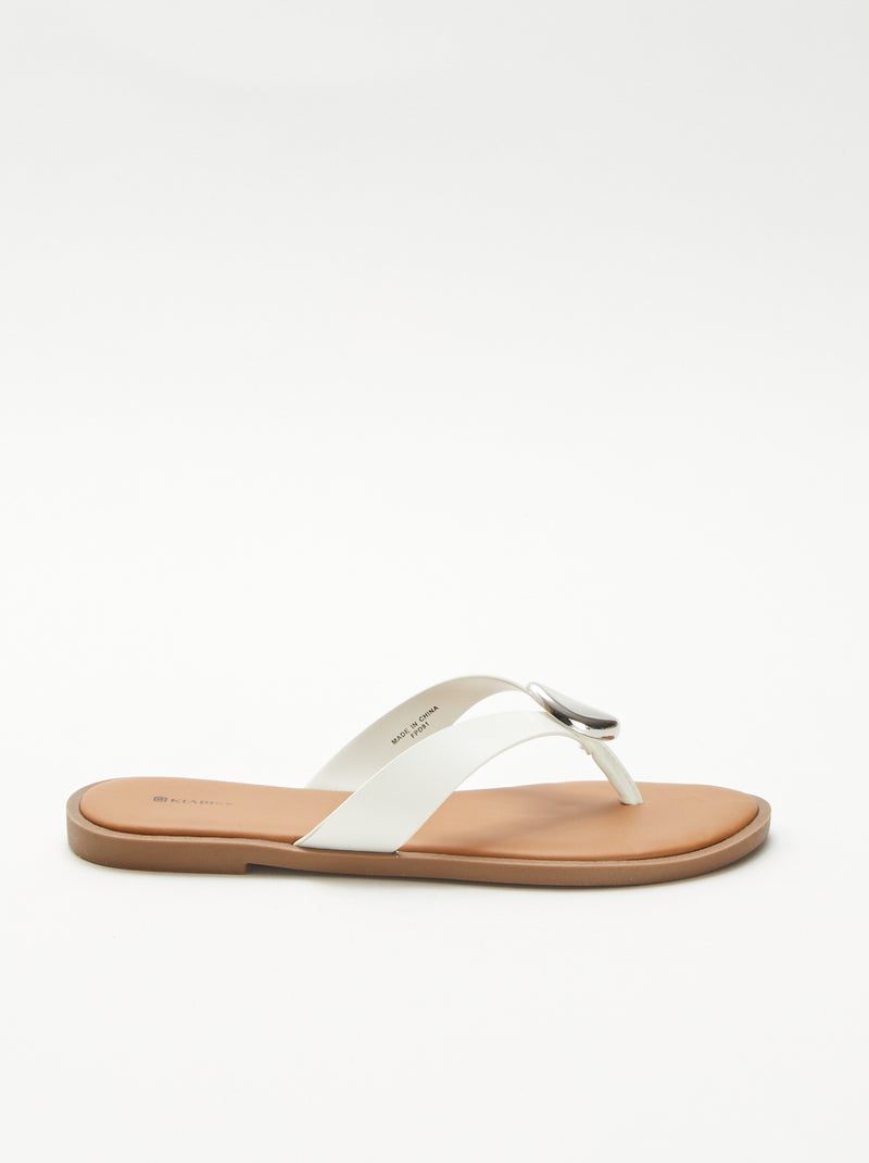 Chinelos de dedo em sintético com detalhe metálico Branco - Kiabi
