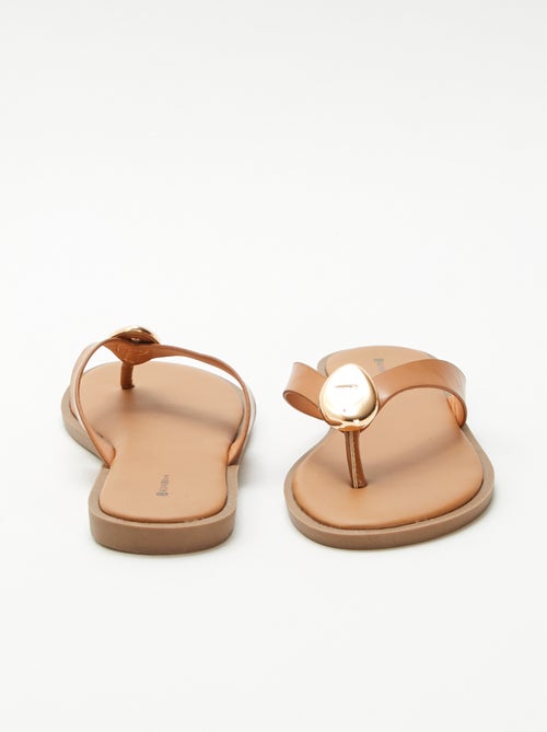 Chinelos de dedo em sintético com detalhe metálico - Kiabi