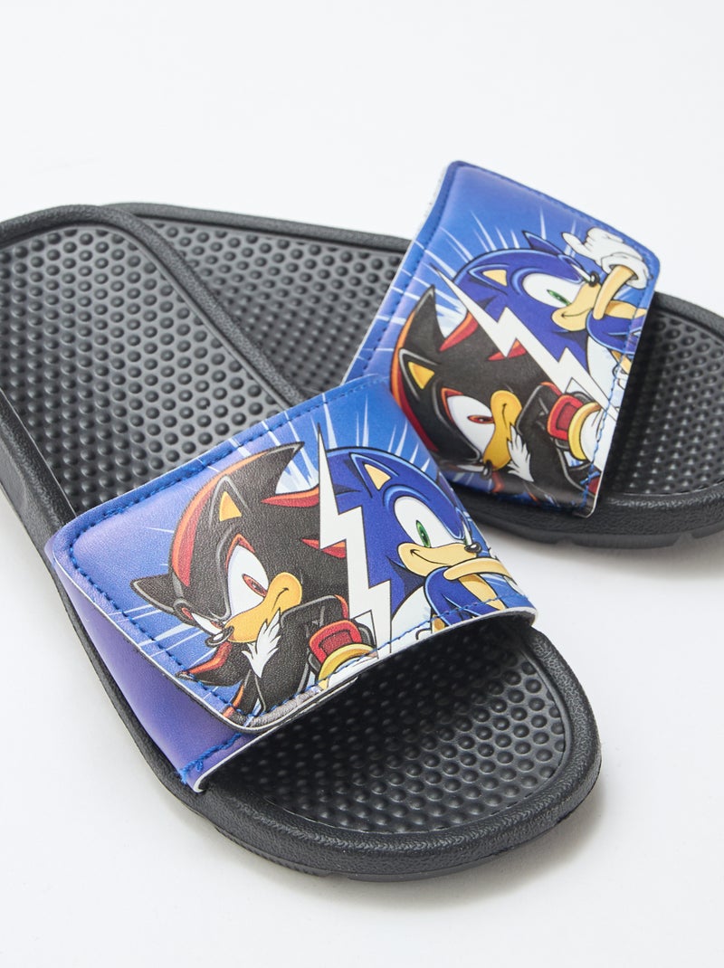 Chinelos de enfiar 'Sonic' com velcro Preto - Kiabi