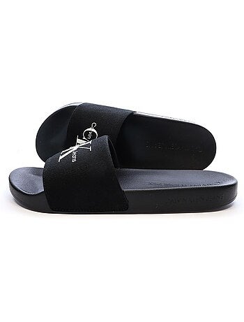 Chinelos de homem calvin klein jeans monogram slide pretos