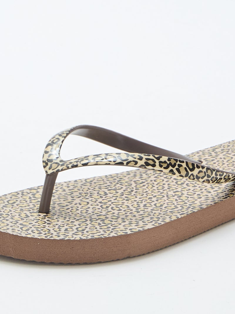 Chinelos de leopardo Castanho - Kiabi