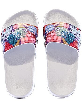 Chinelos de Menina Kappa Sarty 2 Brancos com Flores