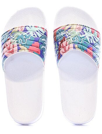 Chinelos de mulher kappa noles 5 brancos com padrão floral