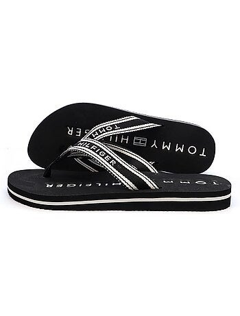 Chinelos de mulher tommy hilfiger webbing summer pretos