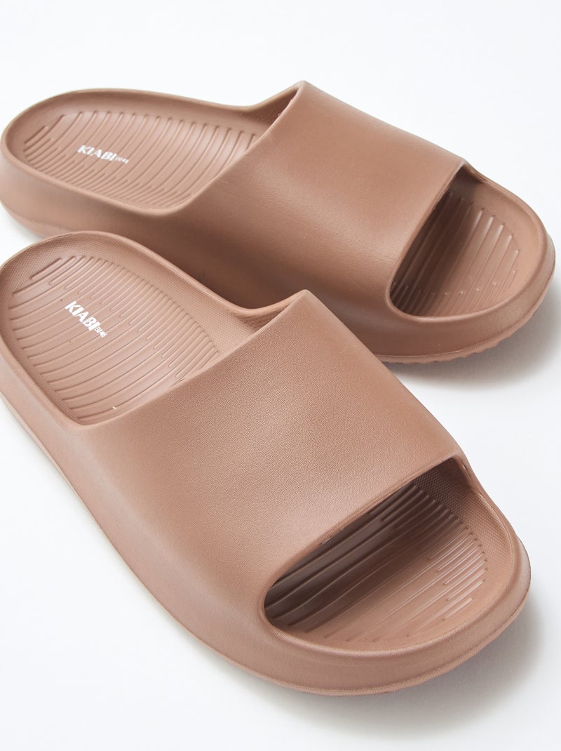 Chinelos de Piscina com Plataforma Castanho - Kiabi