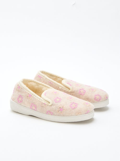 Chinelos de quarto com motivo de flores bordadas - Kiabi