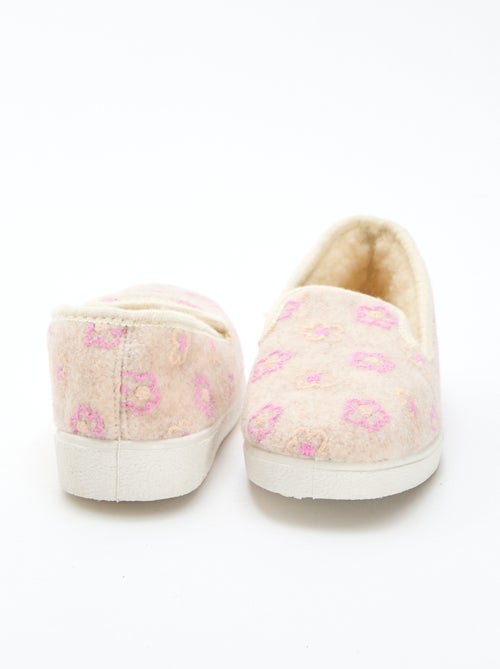 Chinelos de quarto com motivo de flores bordadas - Kiabi