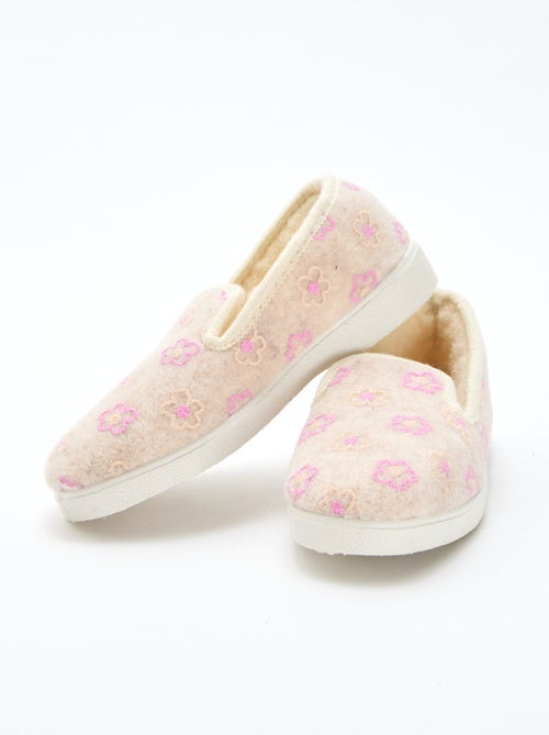 Chinelos de quarto com motivo de flores bordadas - Kiabi