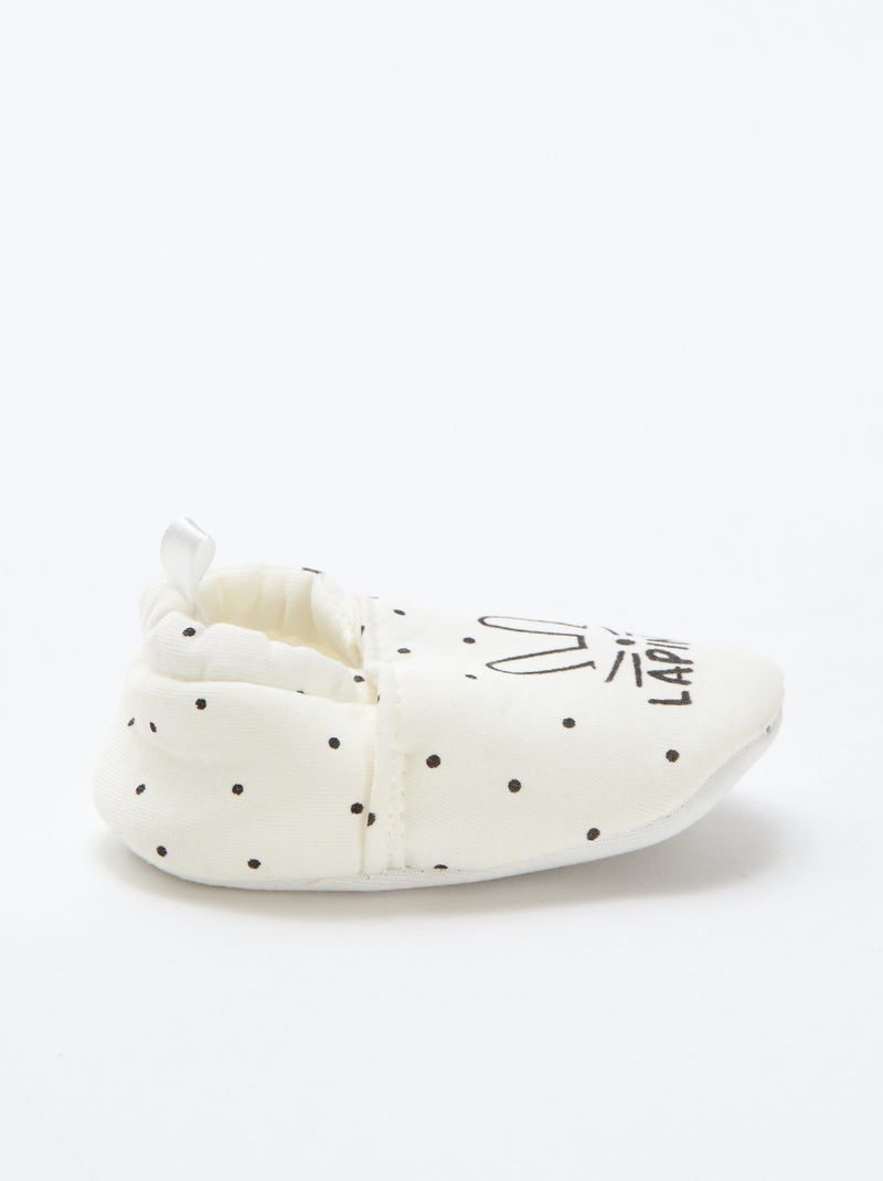 Chinelos de quarto em tecido com estampado animal Branco - Kiabi