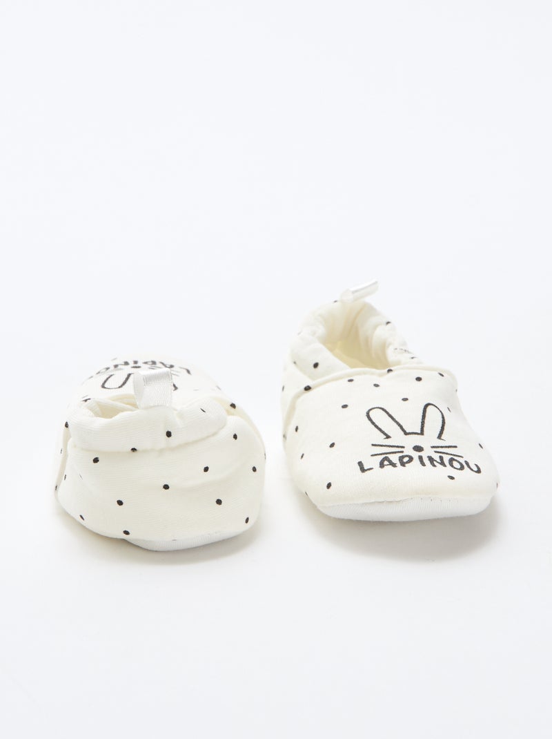 Chinelos de quarto em tecido com estampado animal Branco - Kiabi