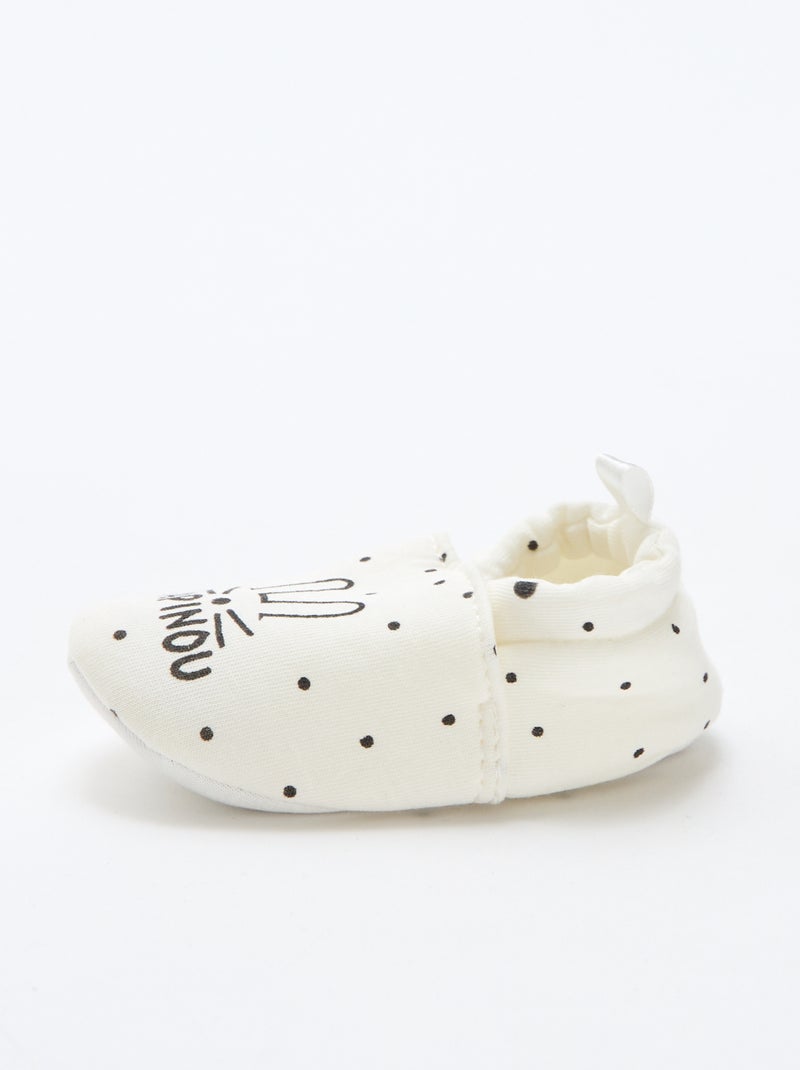 Chinelos de quarto em tecido com estampado animal Branco - Kiabi