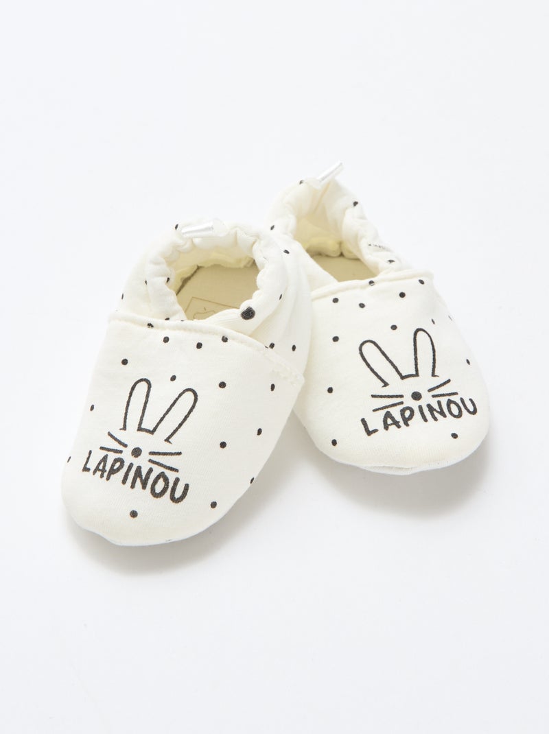 Chinelos de quarto em tecido com estampado animal Branco - Kiabi