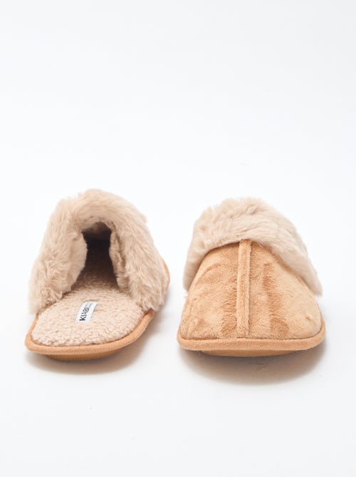 Chinelos de quarto tipo mule em pelo sintético - Kiabi
