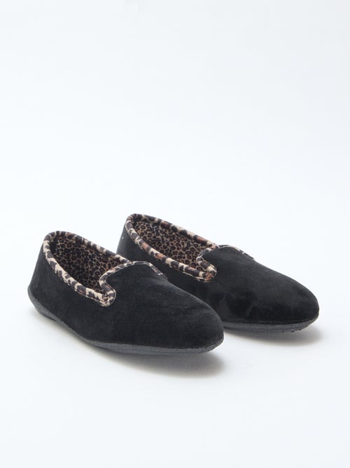 Chinelos de veludo com interior em leopardo - Kiabi
