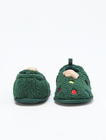 Chinelos divertidos em camurça de Natal