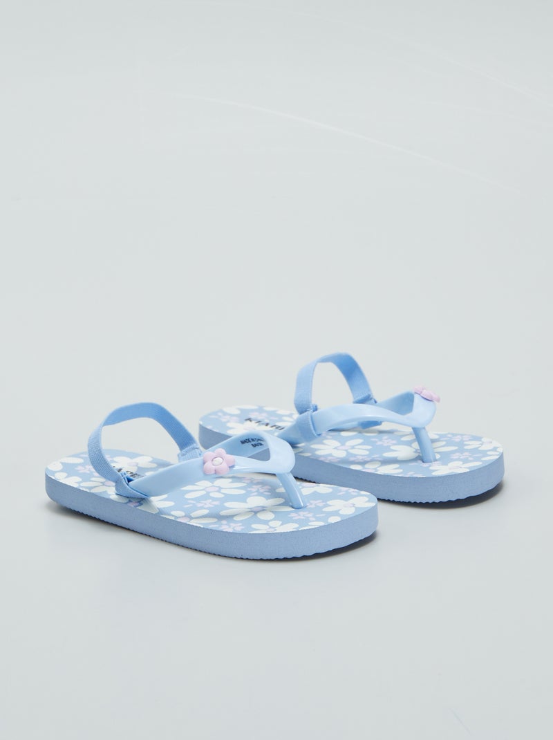 Chinelos estampados com tira elástica AZUL - Kiabi