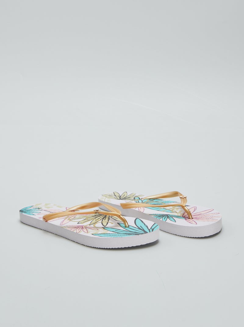 Chinelos floridos multicor Branco - Kiabi
