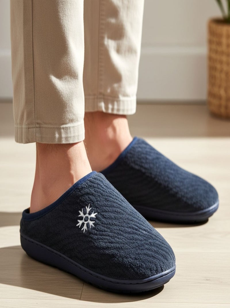 Chinelos Homem Inverno Forrados NU10927 Azul-marinho - Kiabi