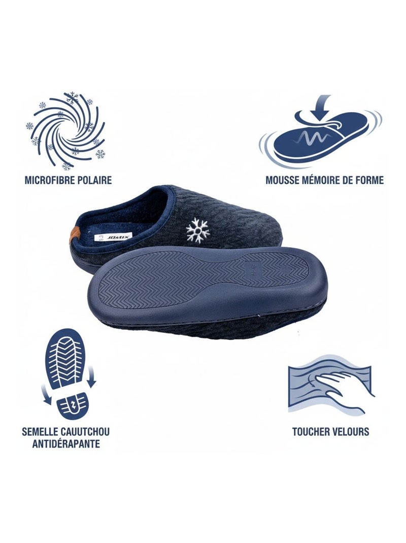 Chinelos Homem Inverno Forrados NU10927 Azul-marinho - Kiabi