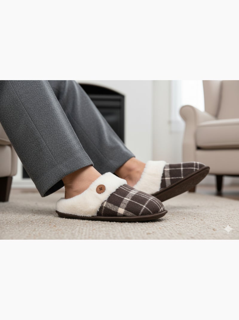 Chinelos homem Jacquard xadrez MU9732 Castanho - Kiabi