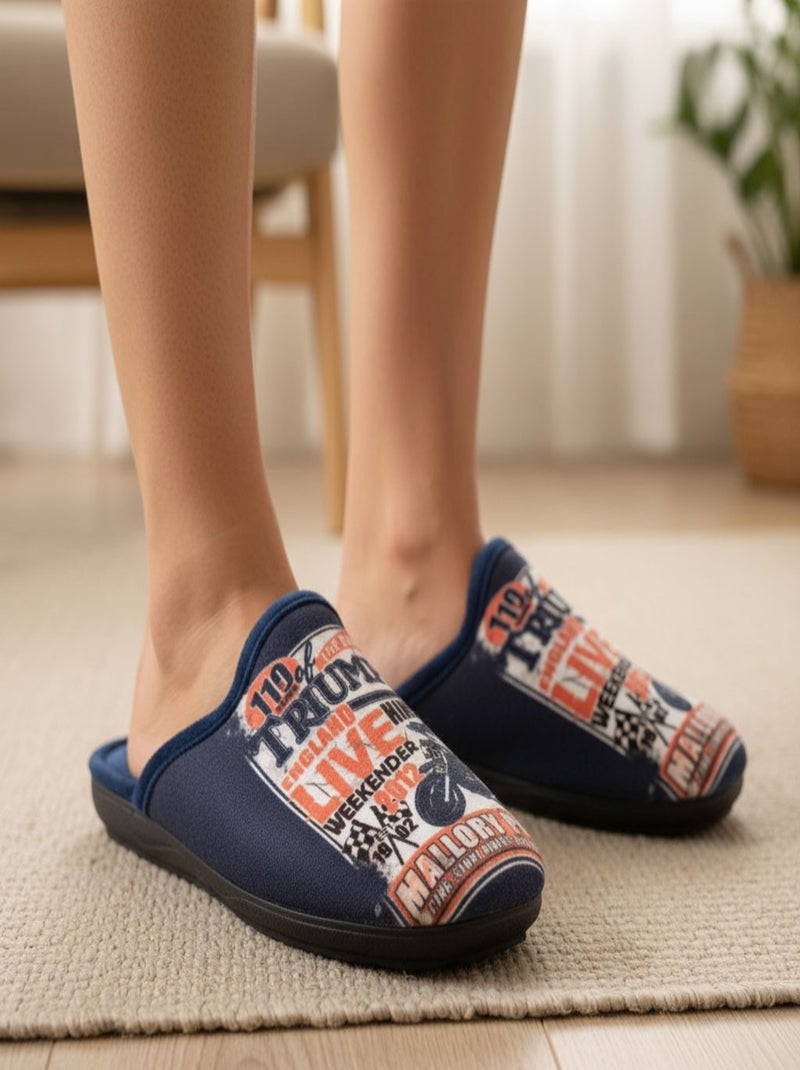 Chinelos Homem Mule Fantasia PHOTOPRINT Azul Laranja - Kiabi