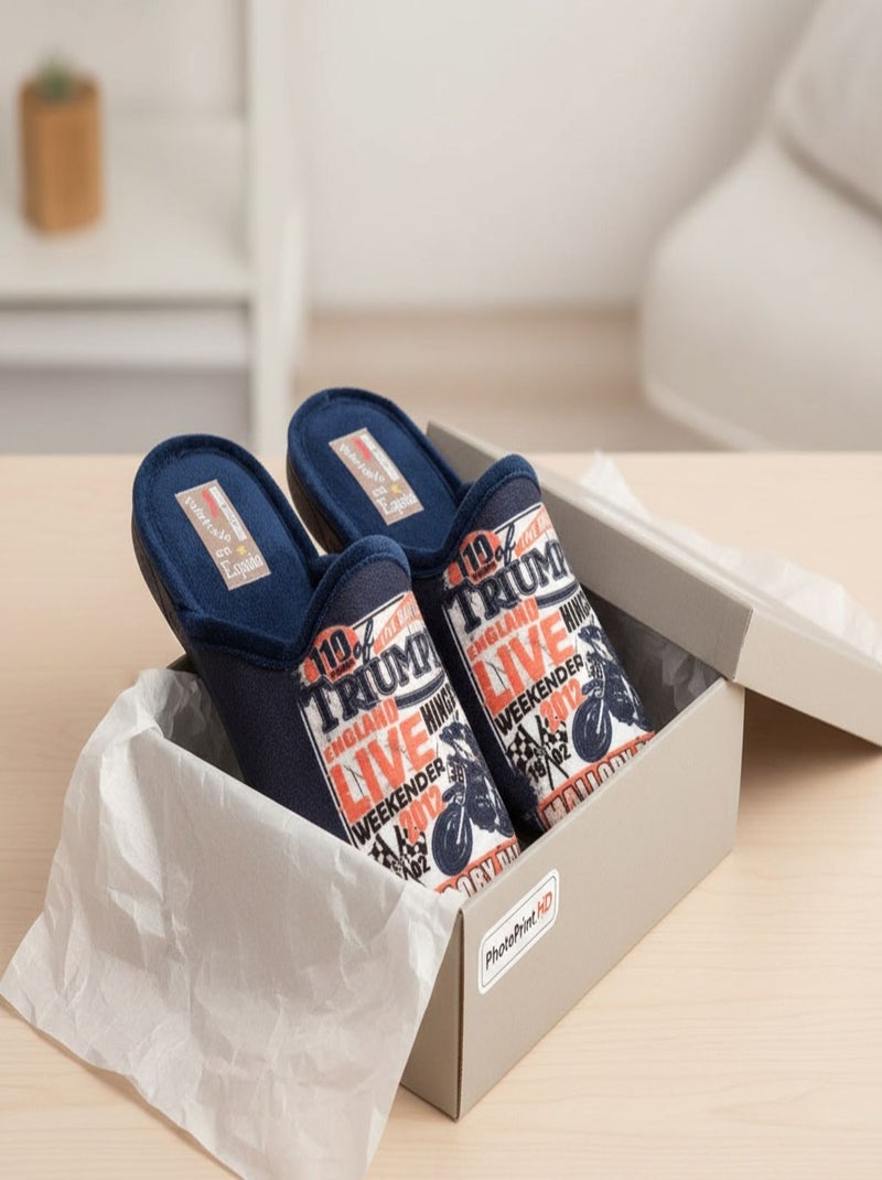 Chinelos Homem Mule Fantasia PHOTOPRINT Azul Laranja - Kiabi
