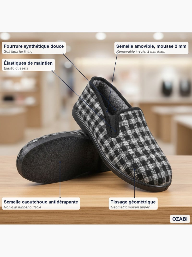 Chinelos homem ozabi xadrez chevrons sola antiderrapante Preto - Kiabi