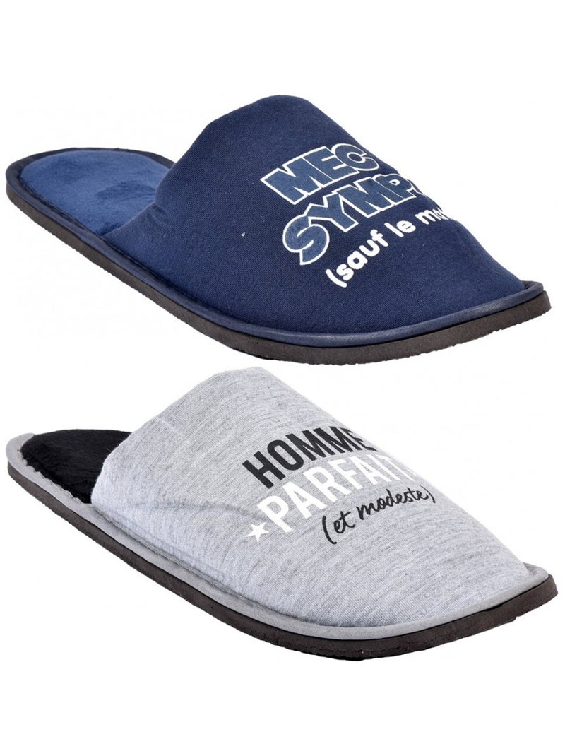 Chinelos homem pack de 2 Azul-cinza - Kiabi