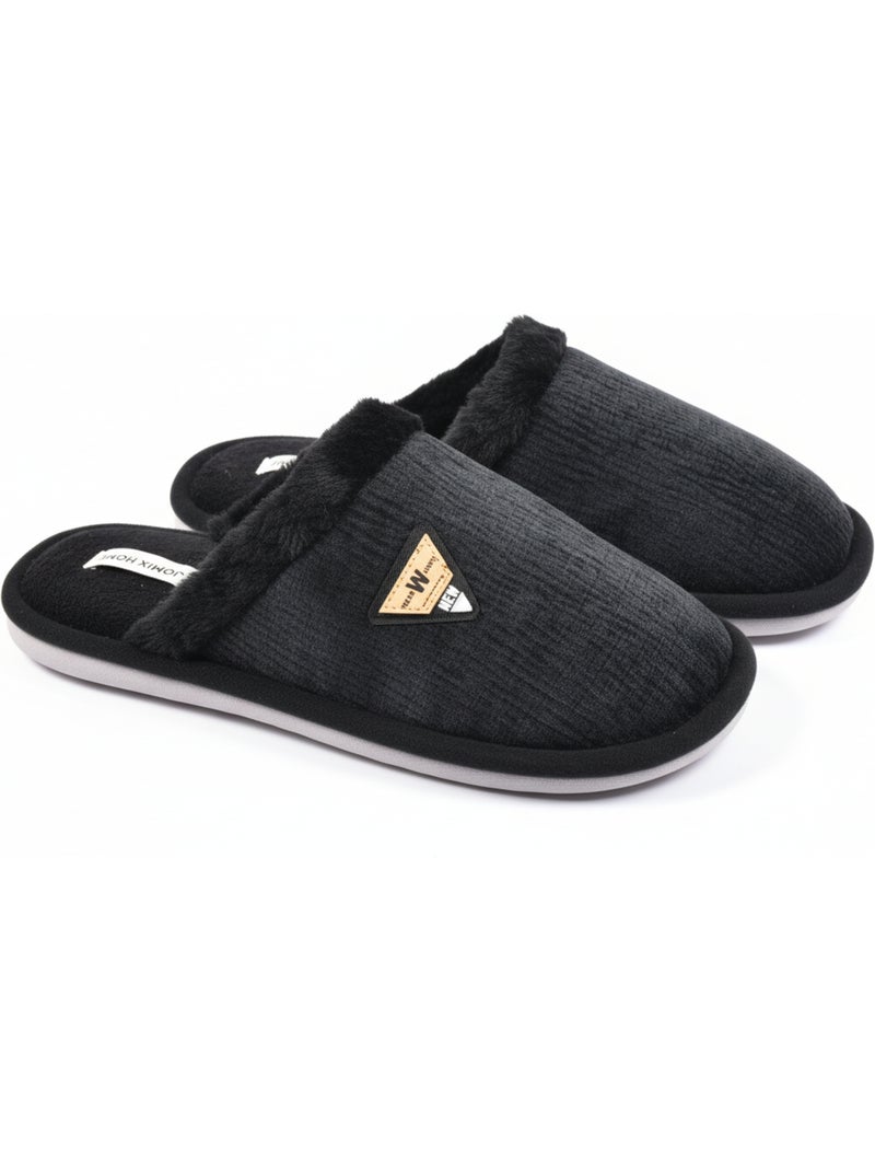 Chinelos homem veludo ondulado mu9714 Preto - Kiabi