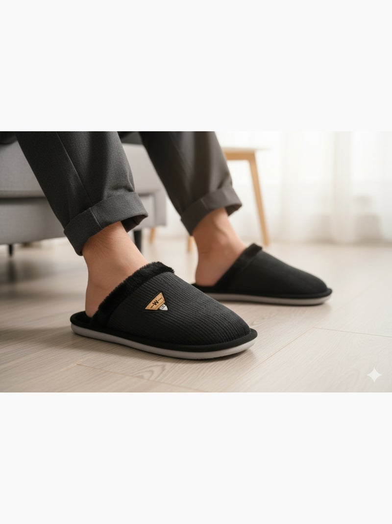 Chinelos homem veludo ondulado mu9714 Preto - Kiabi