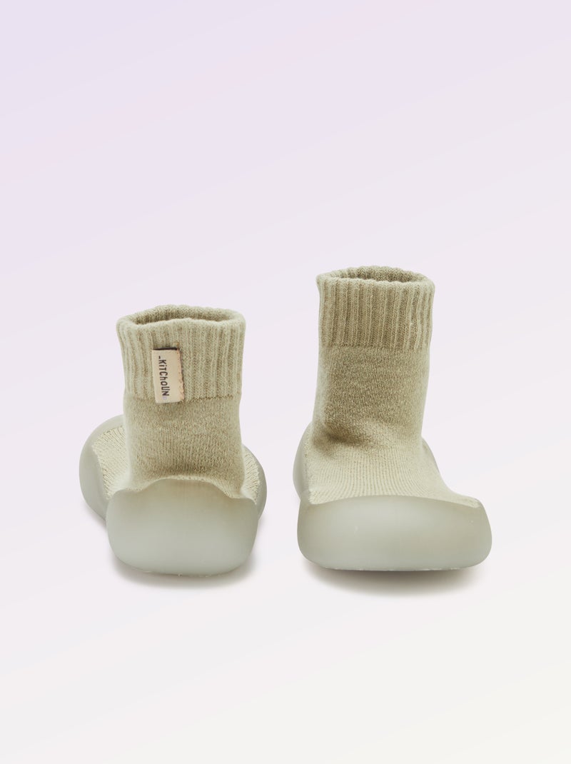 Chinelos Meias de Motricidade 3 'Primeiros Passos' - Kitchoun Verde - Kiabi