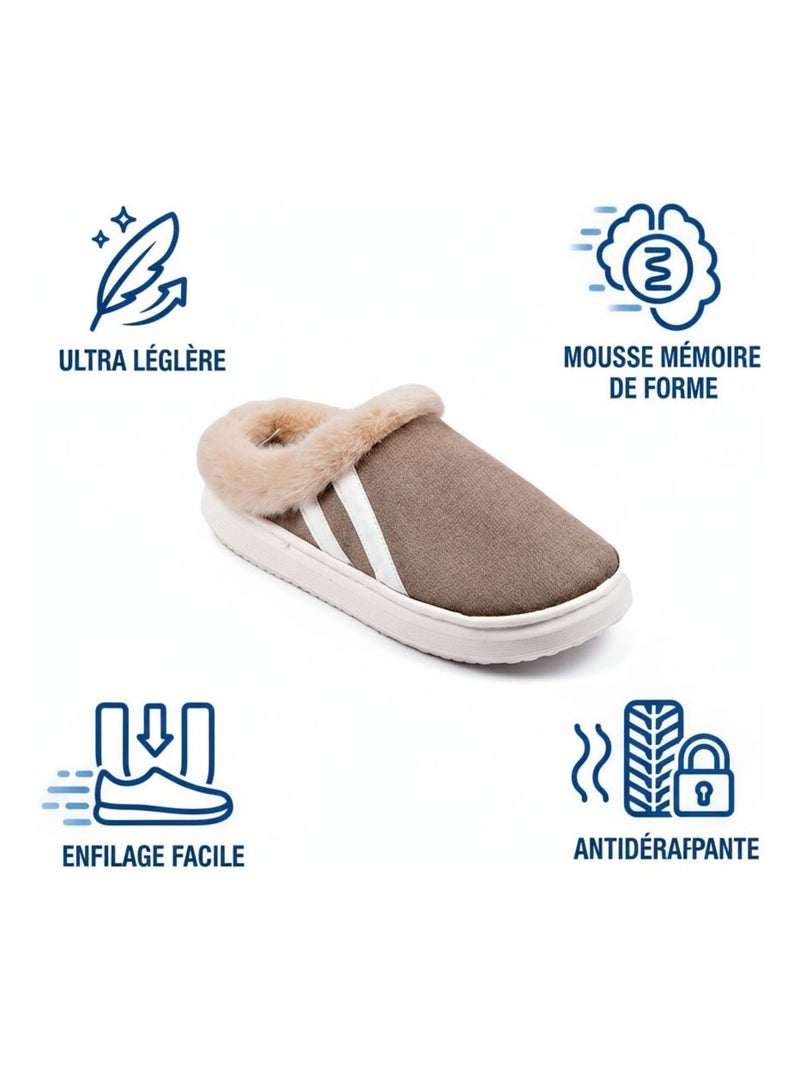 Chinelos mistos inverno forrados ND10929 Castanho - Kiabi