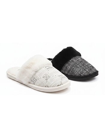 Chinelos Mulas Mulher Gola Pele CXL Pack 2 Pares