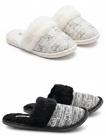 Chinelos Mulas Mulher Gola Pele CXL Pack 2 Pares