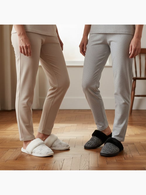 Chinelos Mulas Mulher Gola Pele CXL Pack 2 Pares - Kiabi
