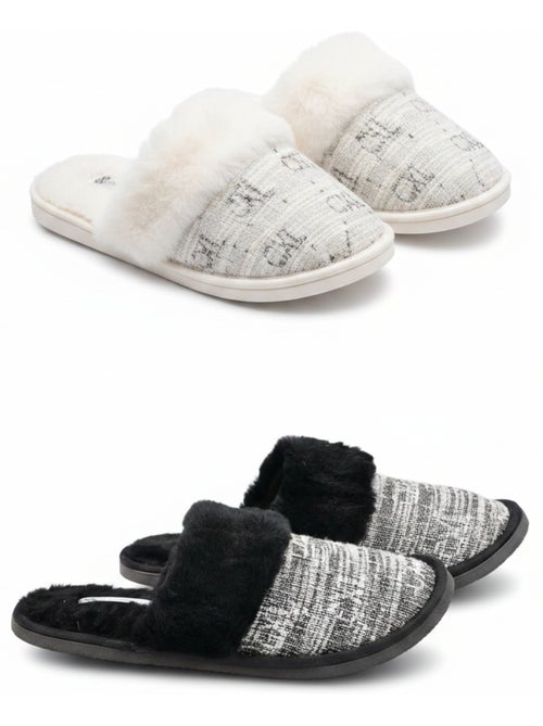 Chinelos Mulas Mulher Gola Pele CXL Pack 2 Pares - Kiabi