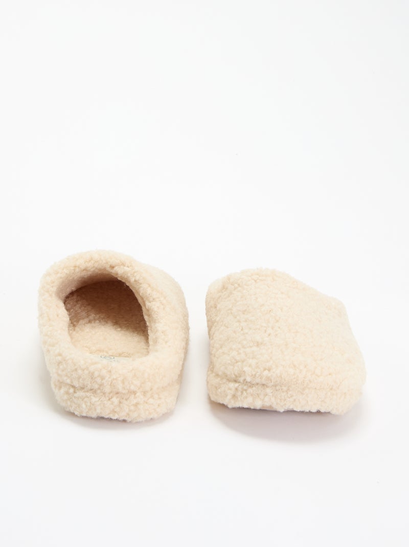 Chinelos mule forrados a pelo Branco - Kiabi