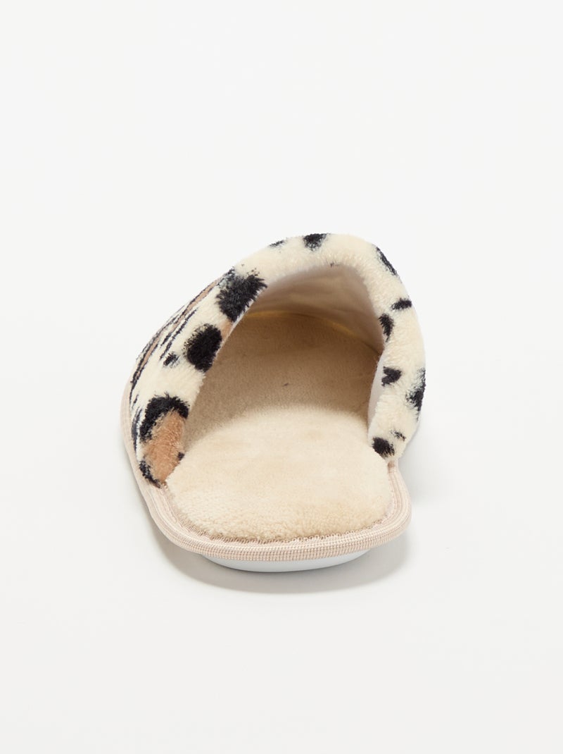 Chinelos mules com estampado leopardo Bege - Kiabi