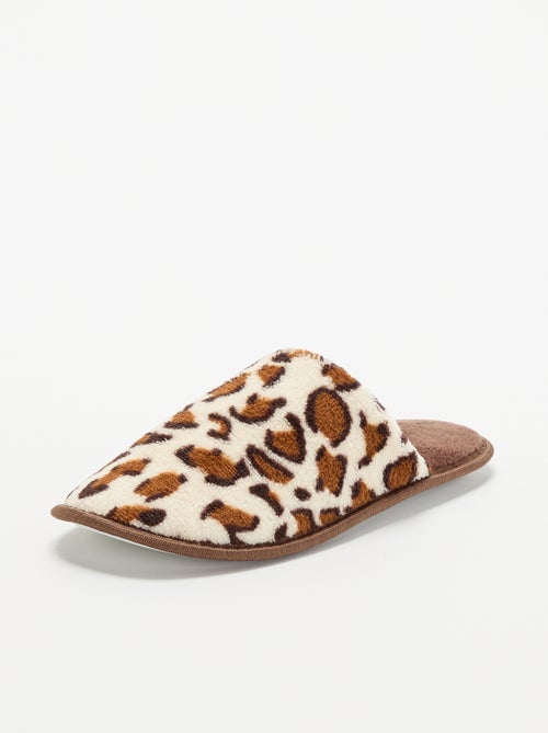 Chinelos mules com estampado leopardo - Kiabi